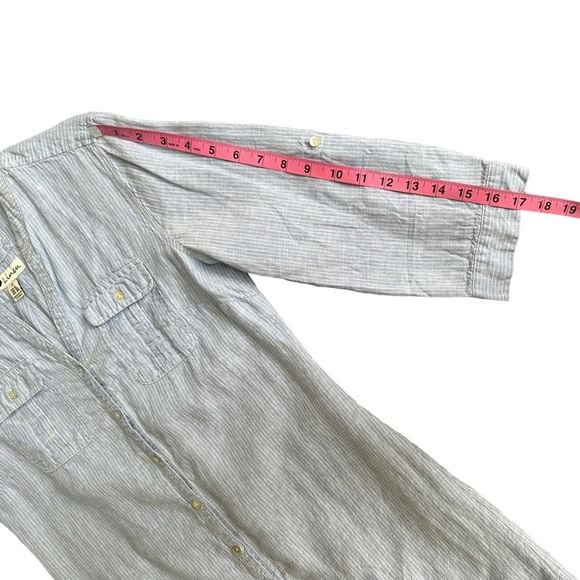 Malvin Hamburg Germany Blue Stripe Linen Shirt Dress Size: 6 Small - Picture 9 of 12
